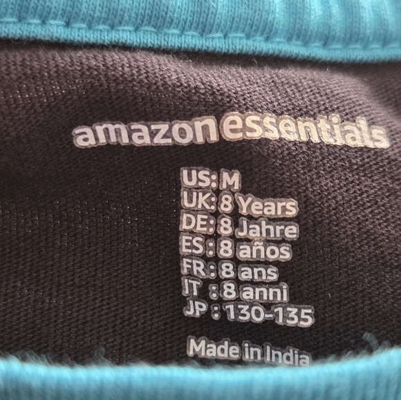 Lot Of 2 Amazon Essentials Kids Long Sleeve Tees - Green and Black Sz.M(8) - Picture 6 of 8